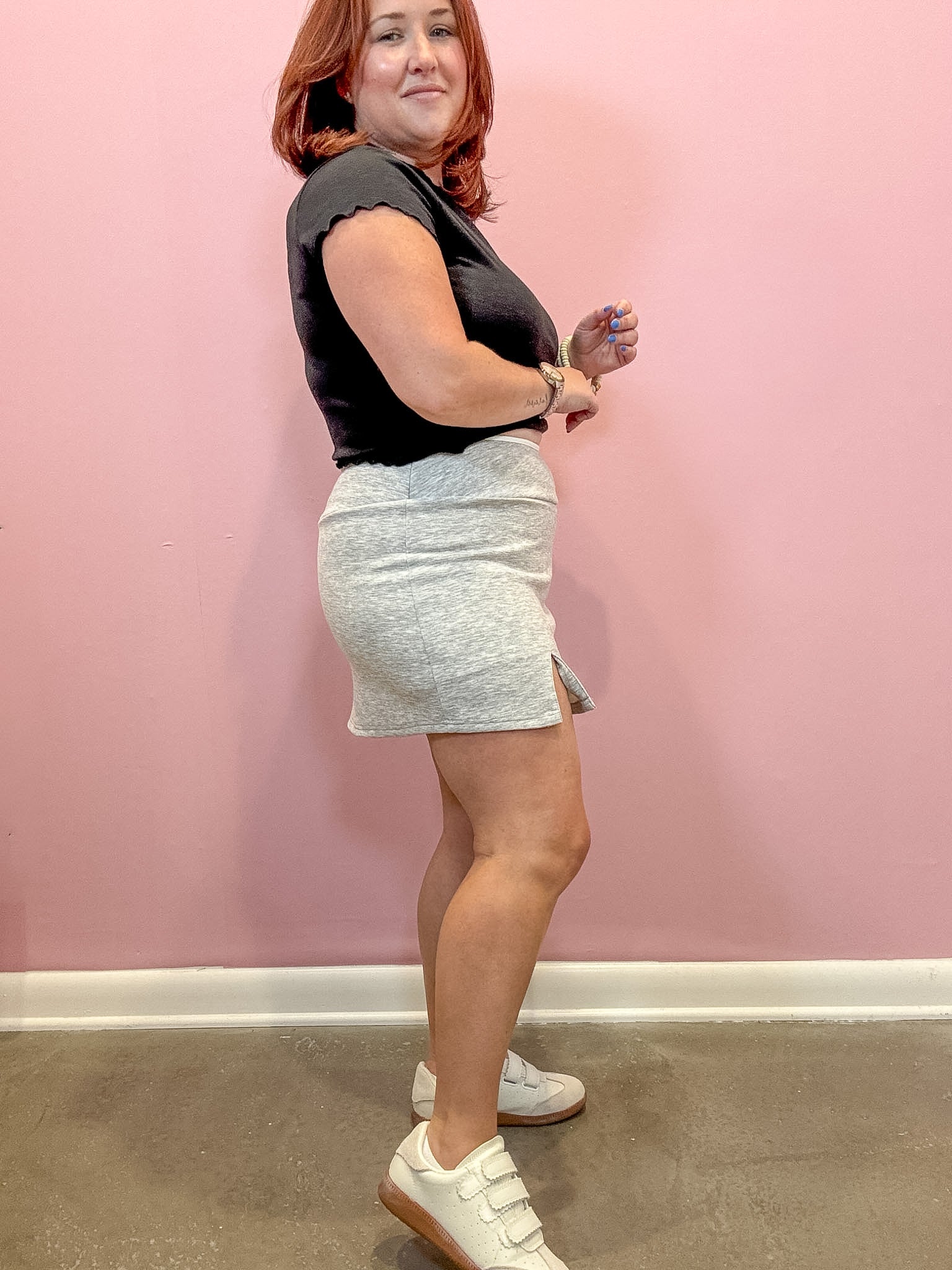 Contrast Binding Skort | Grey
