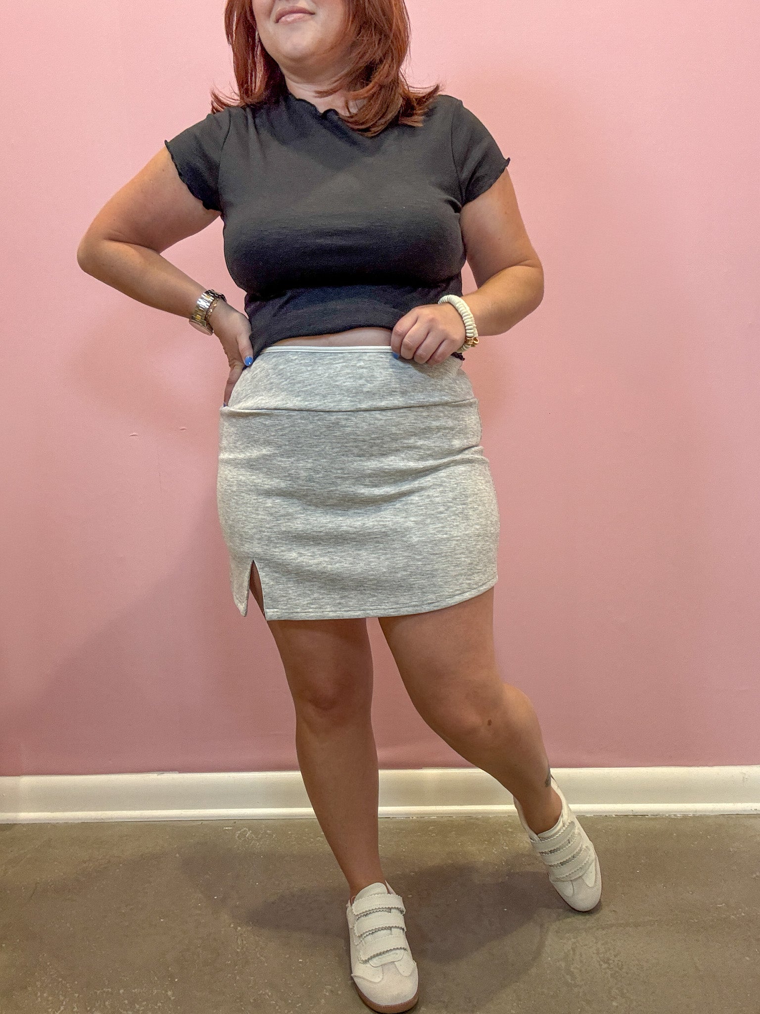 Contrast Binding Skort | Grey