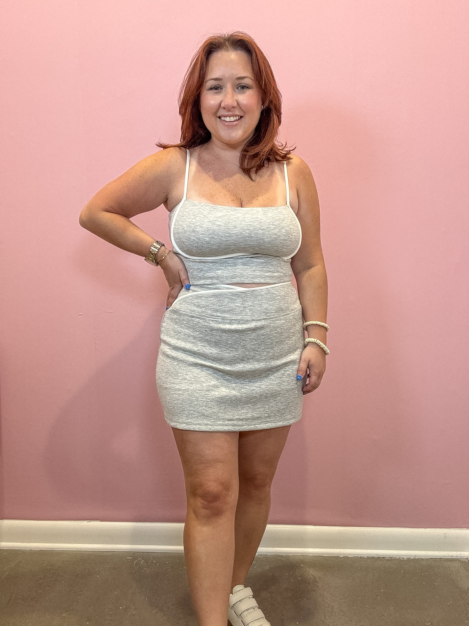 High Waisted Mini Skort | Grey