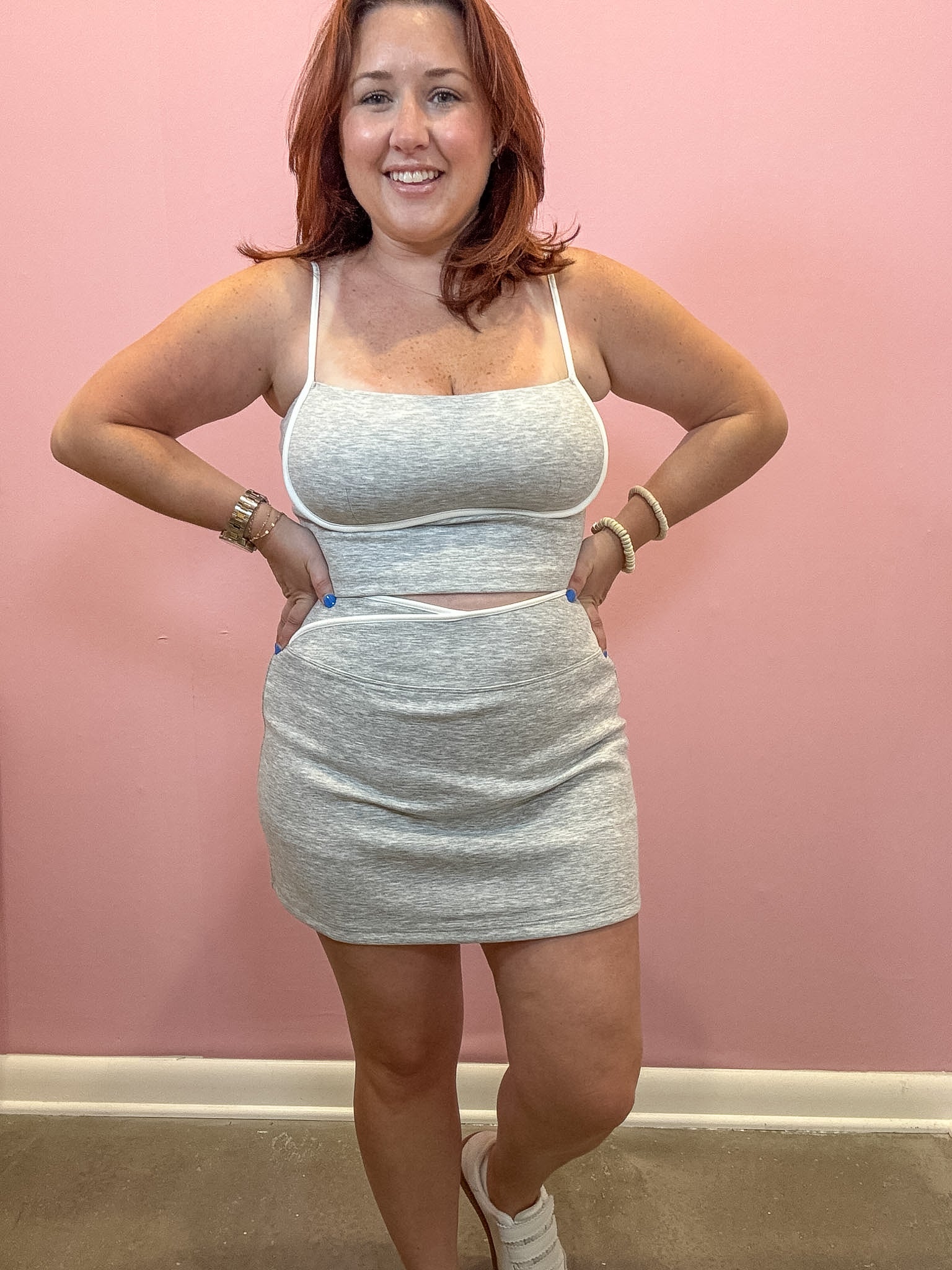  Contrast Binding Cami Top | Grey