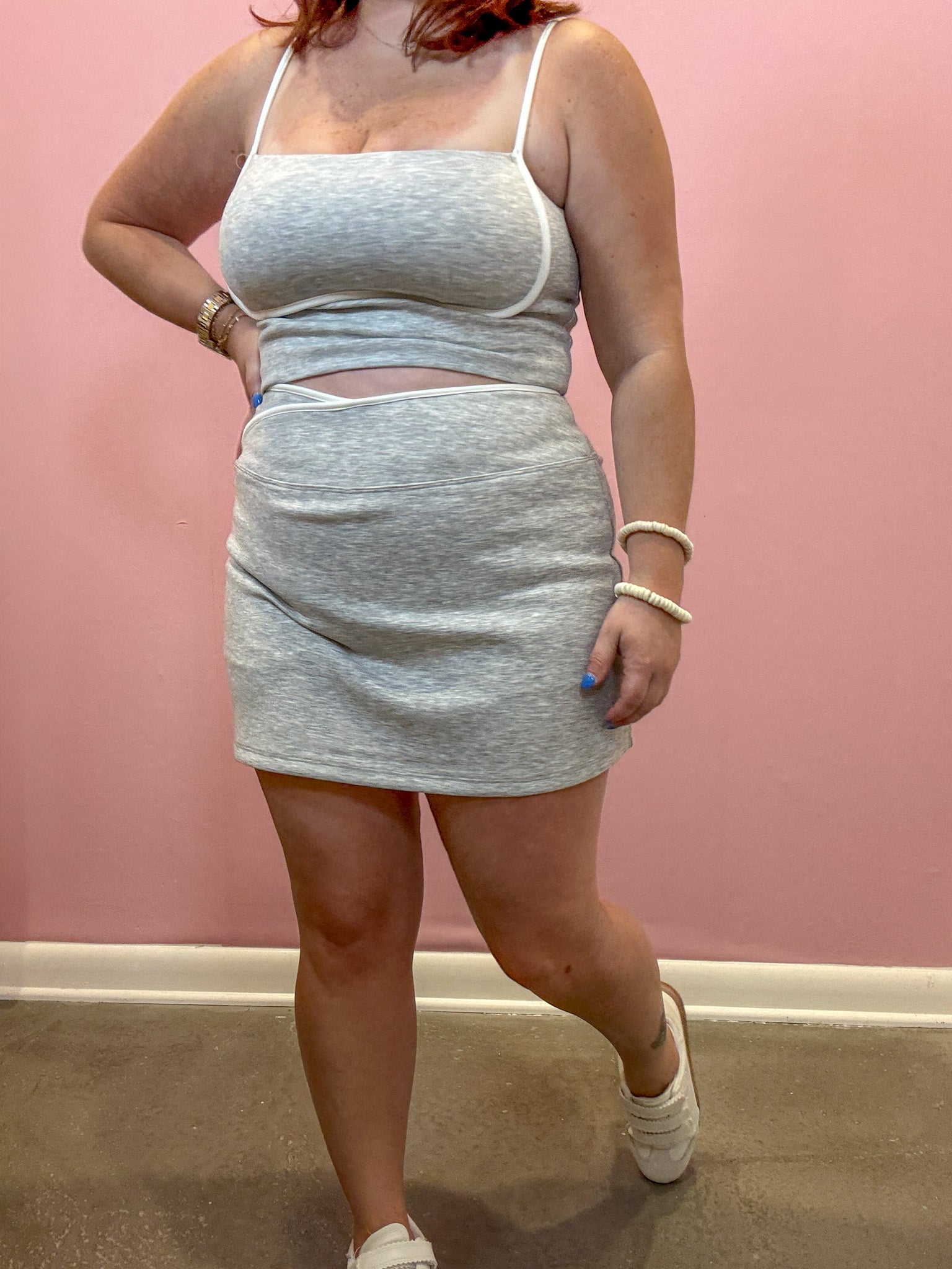 High Waisted Mini Skort | Grey