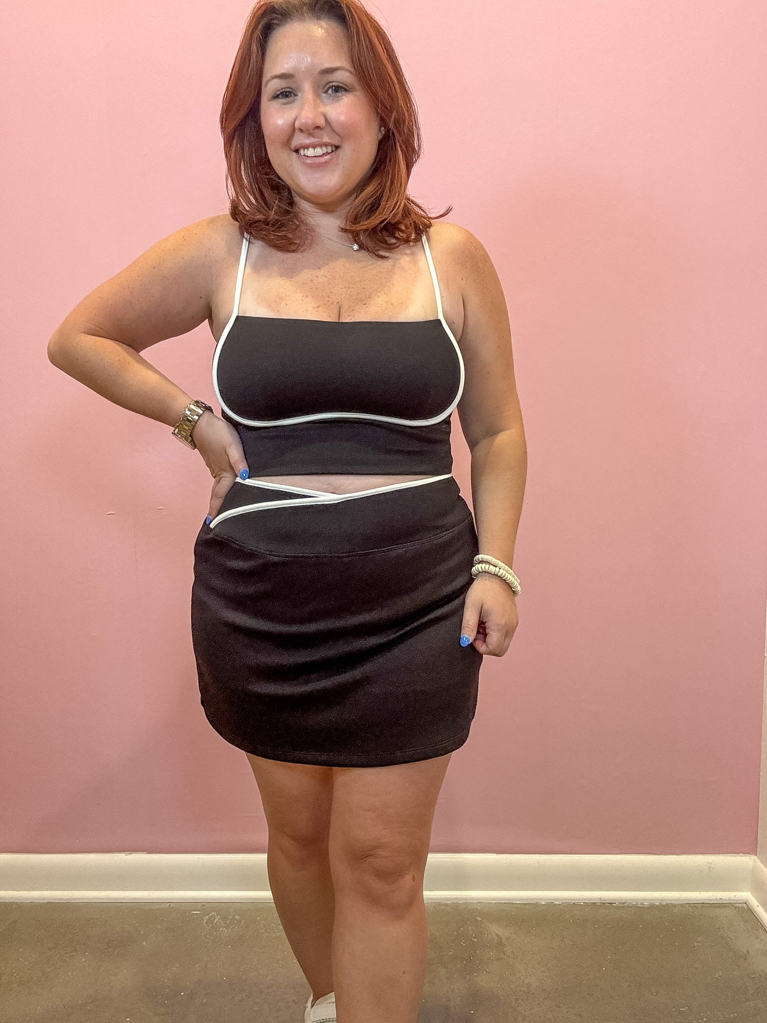 High Waisted Mini Skort | Black
