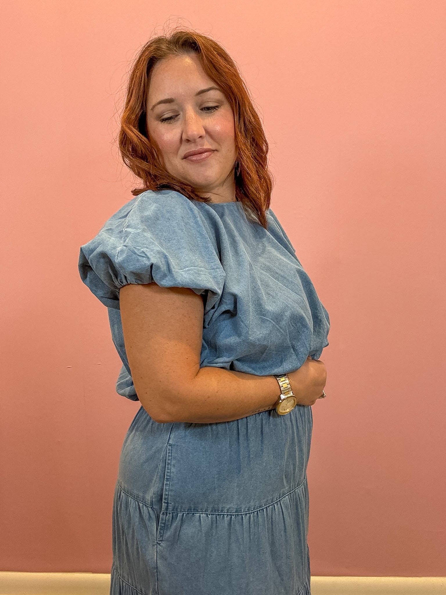 Denim Bubble Crop Top