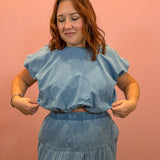 Denim Bubble Crop Top