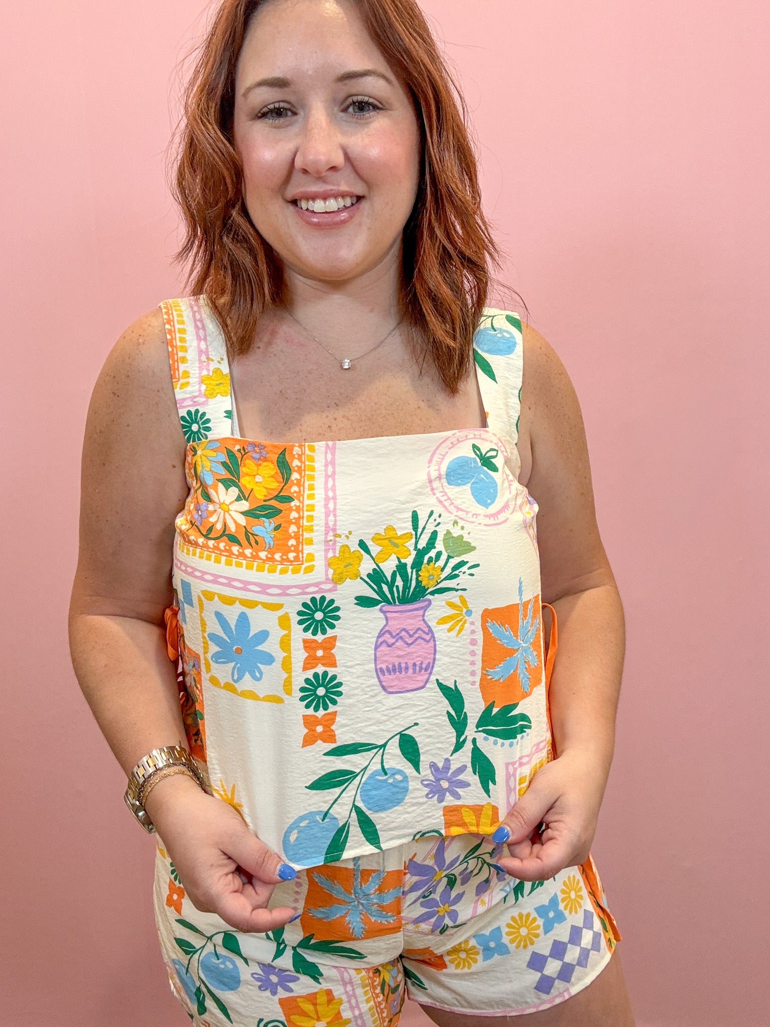 Resort Print Sleeveless Crop Top