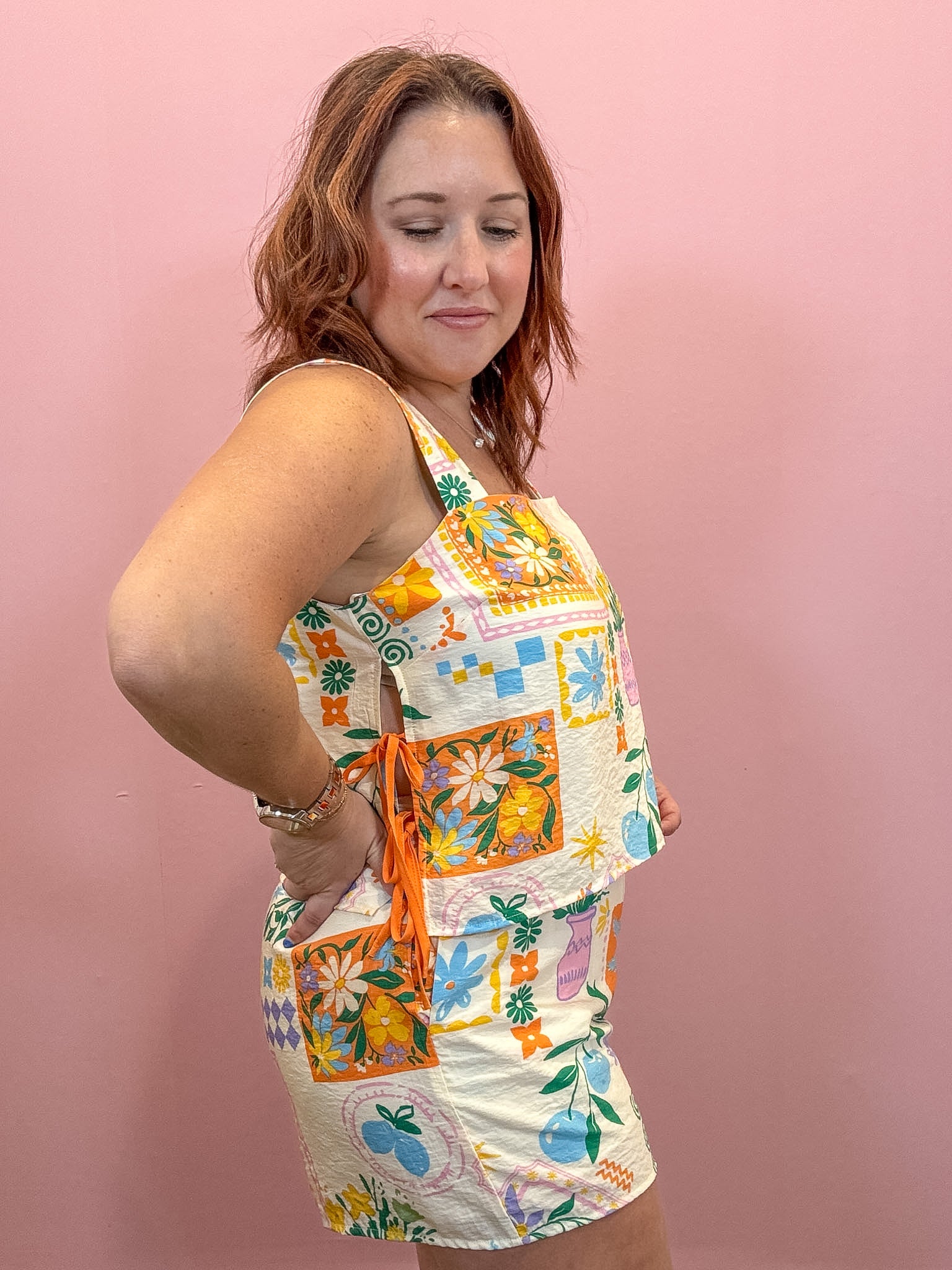 Resort Print Sleeveless Crop Top