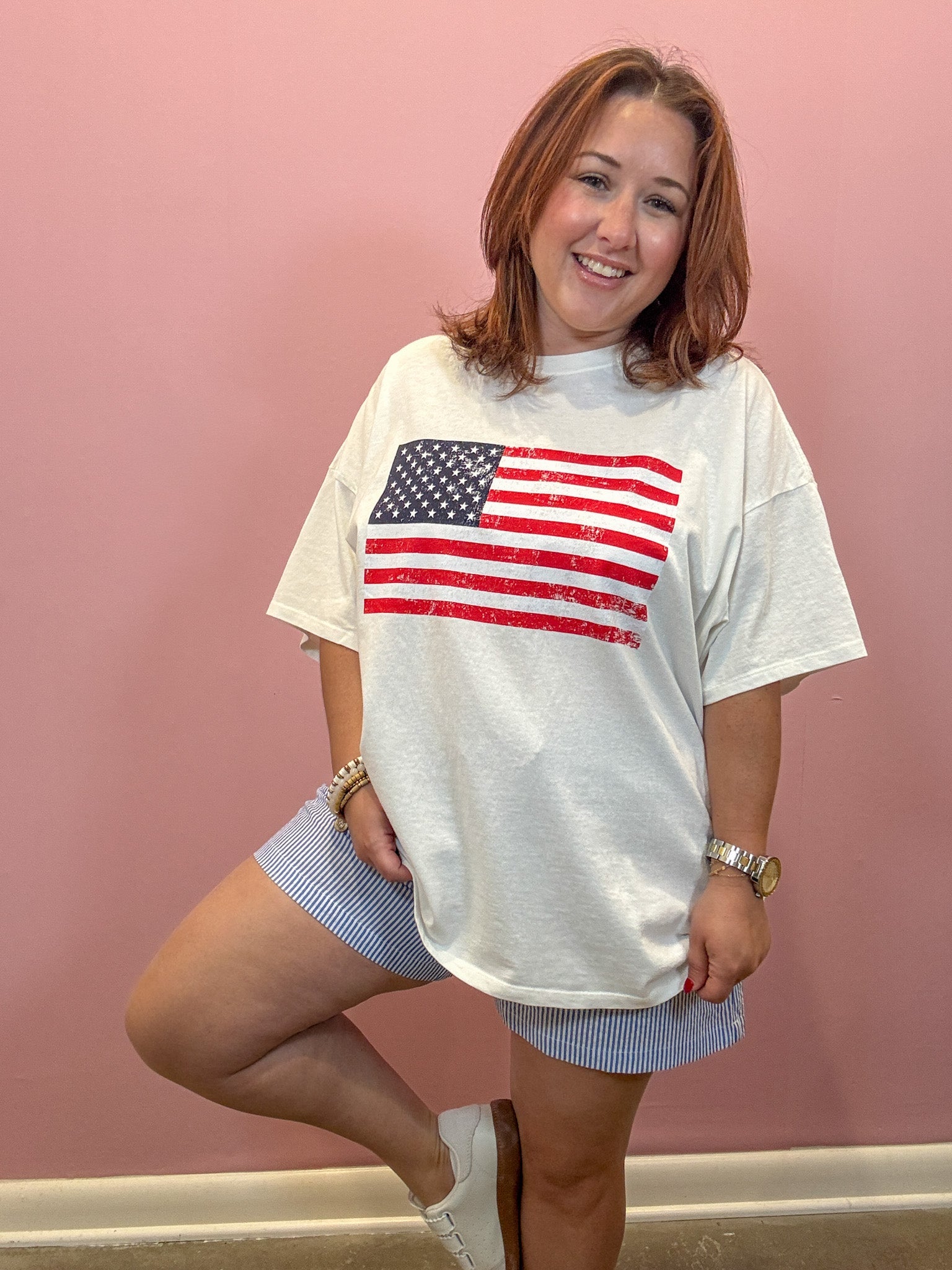 Mineral Washed Flag Graphic Tee