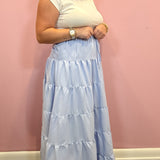 Blue Tiered Maxi Skirt