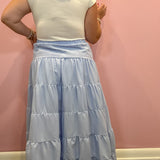 Blue Tiered Maxi Skirt