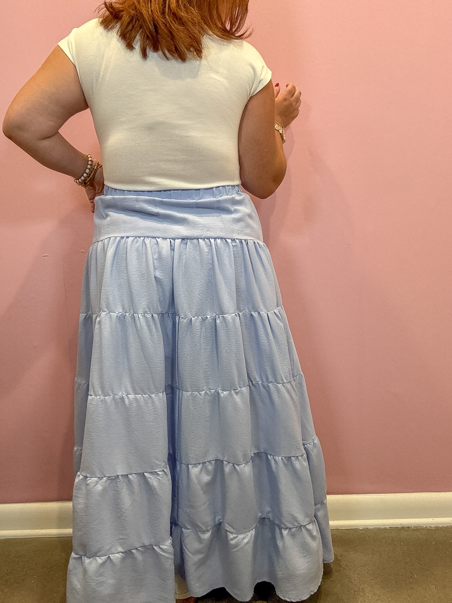 Blue Tiered Maxi Skirt