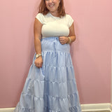 Blue Tiered Maxi Skirt