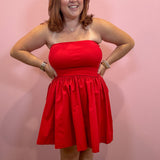 Red Strapless Mini Dress