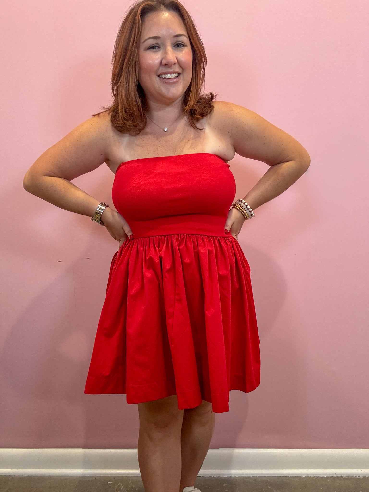 Red Strapless Mini Dress