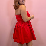 Red Strapless Mini Dress