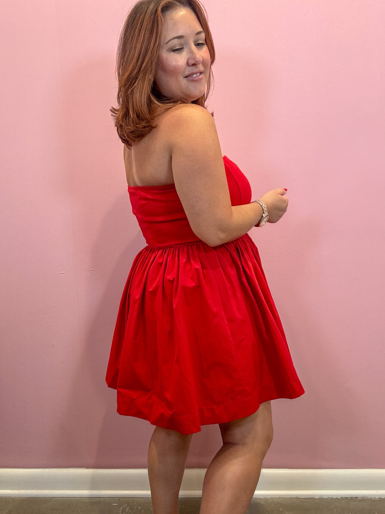 Red Strapless Mini Dress