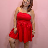Red Strapless Mini Dress