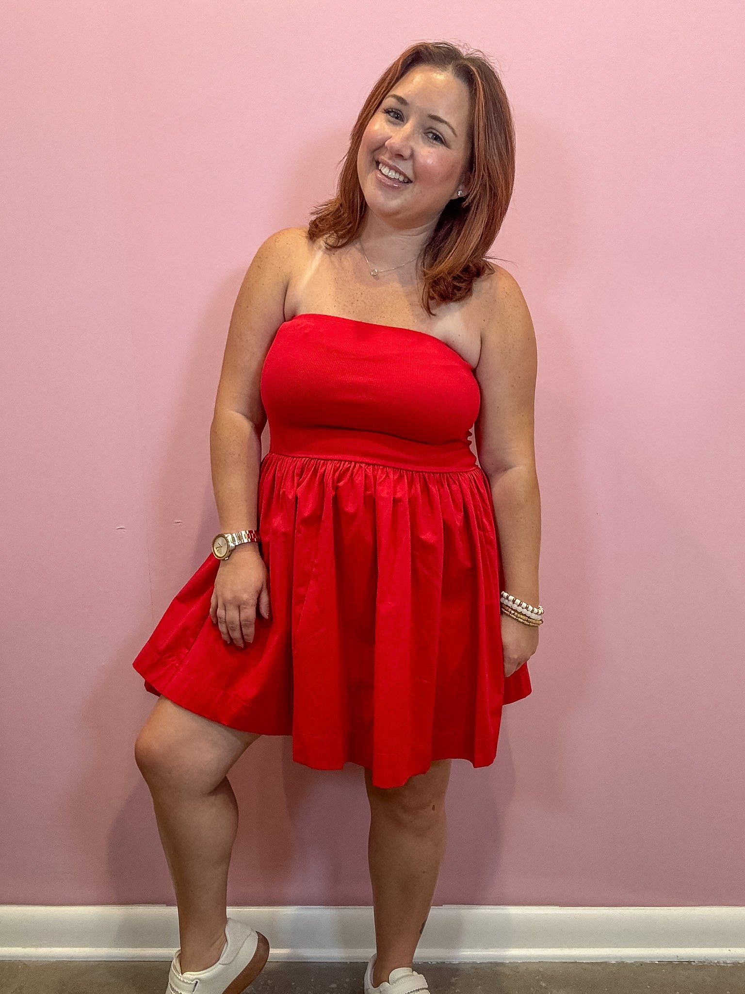 Red Strapless Mini Dress