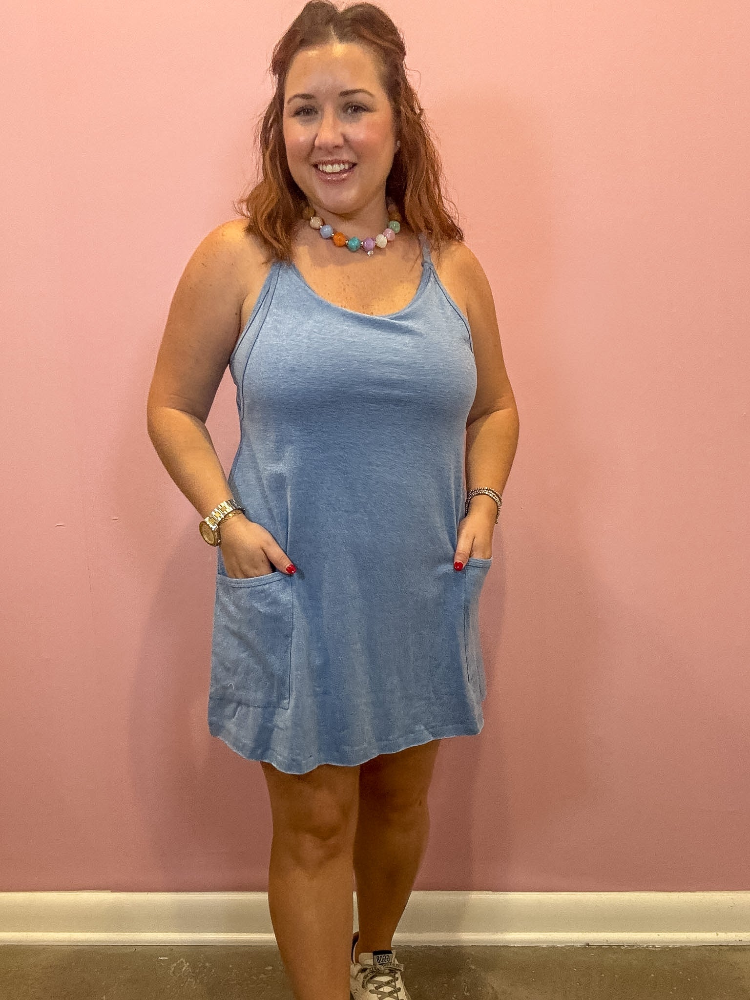 Everyday Mini Dress Romper | Heathered Blue