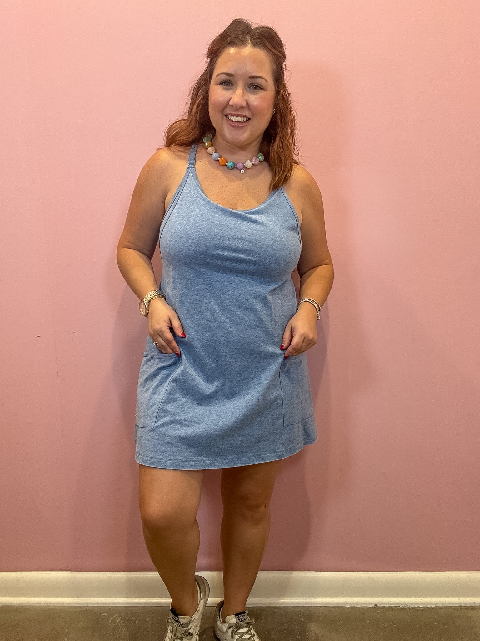 Everyday Mini Dress Romper | Heathered Blue