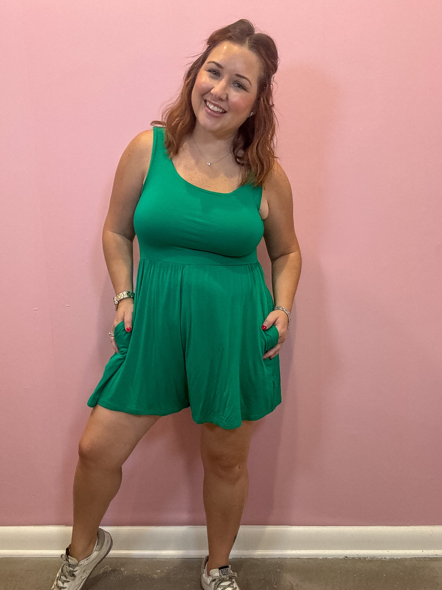 Alex Tank Romper | Kelly Green