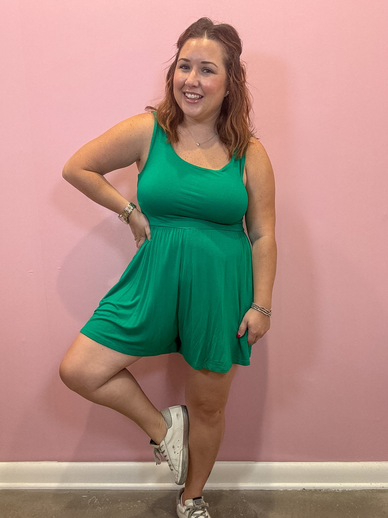 Alex Tank Romper | Kelly Green