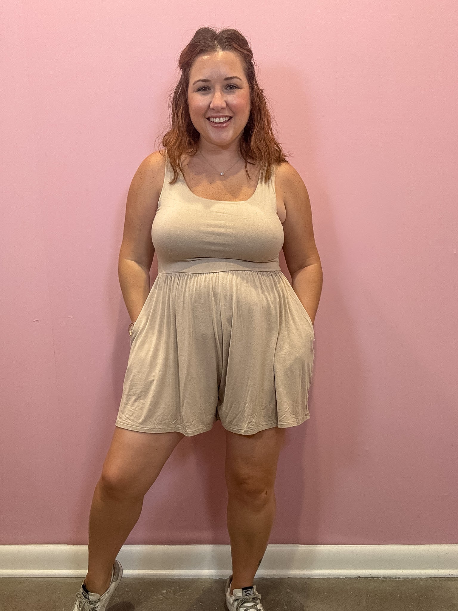 Alex Tank Romper | Ash Mocha