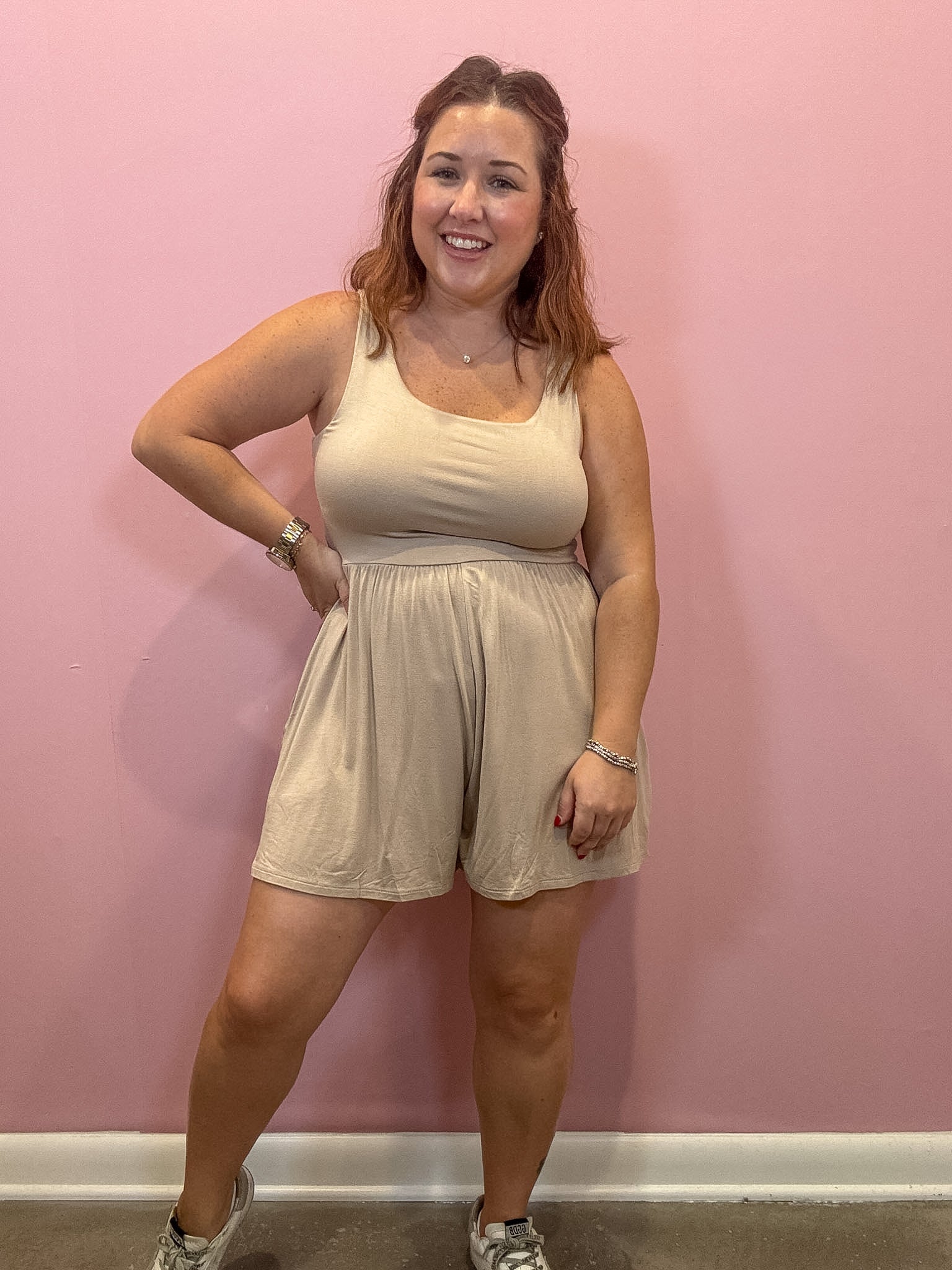 Alex Tank Romper | Ash Mocha
