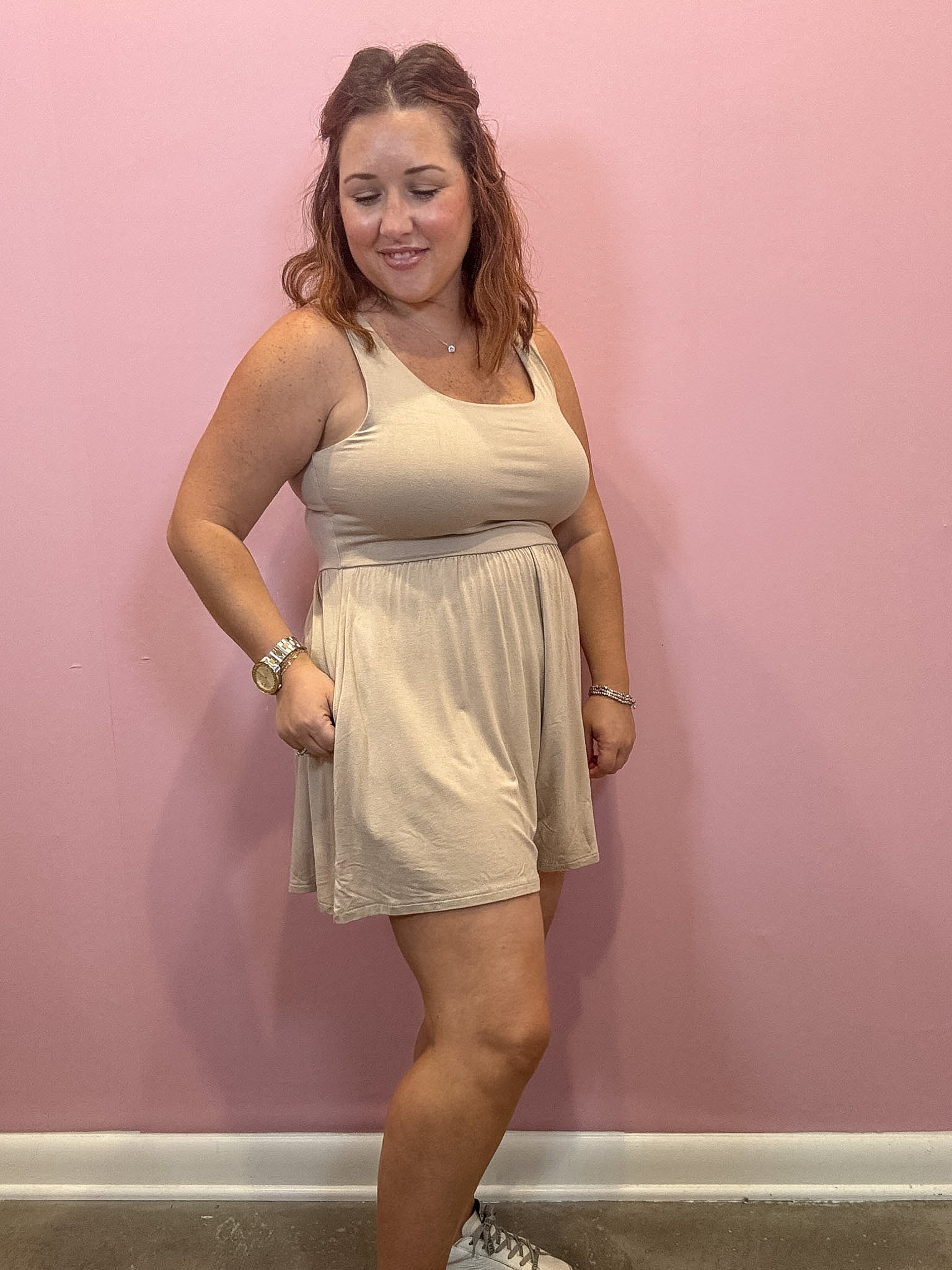 Alex Tank Romper | Ash Mocha