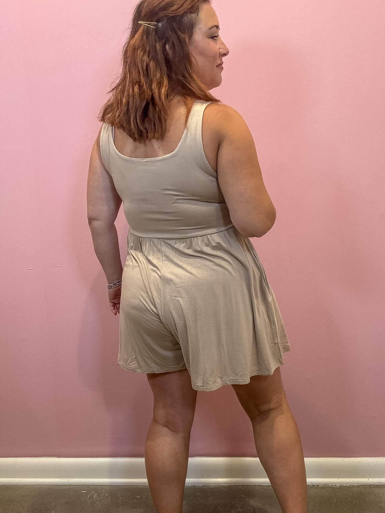 Alex Tank Romper | Ash Mocha