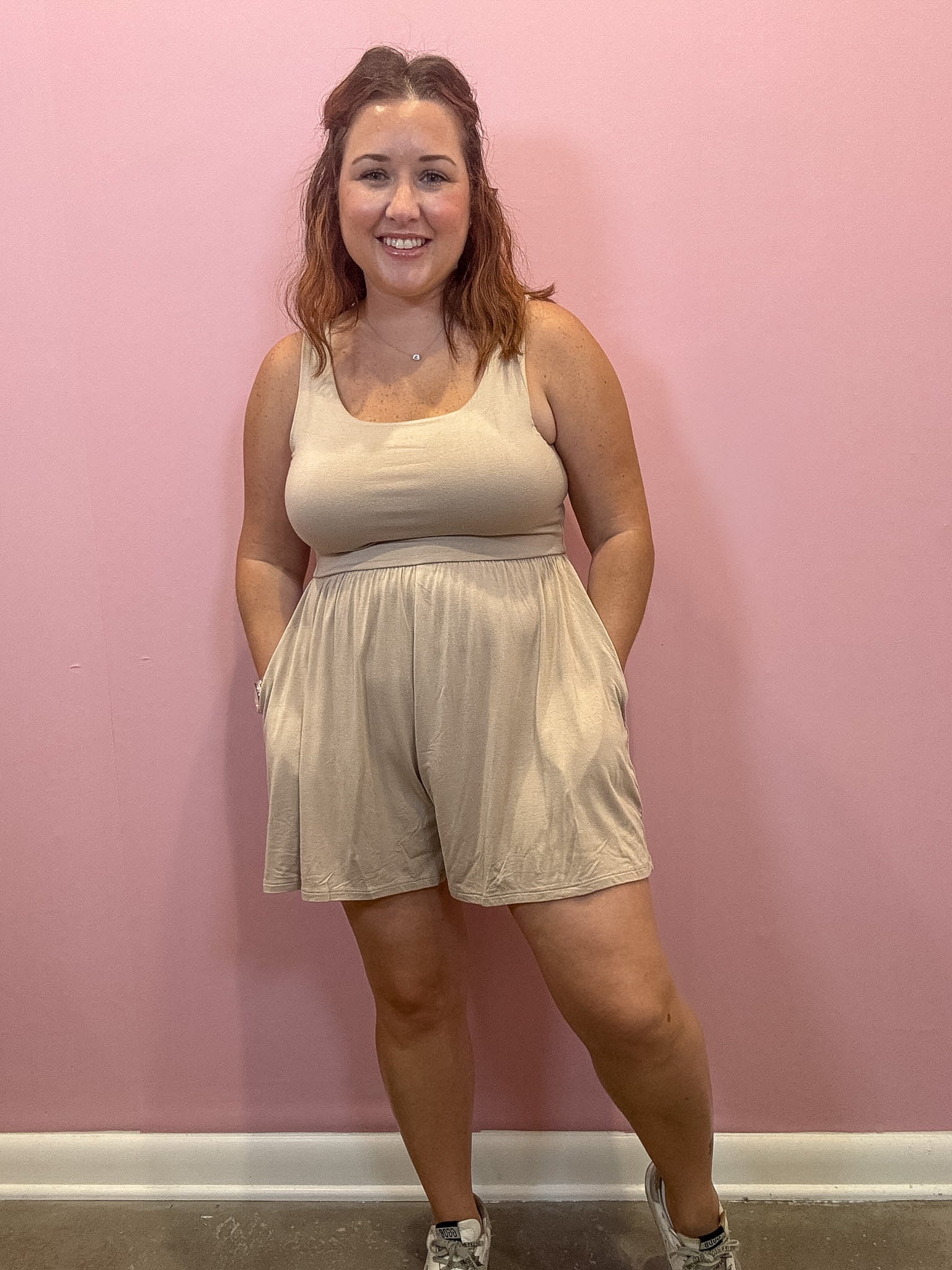Alex Tank Romper | Ash Mocha