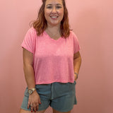 V-neck Drop Shoulder Top | Fuchsia
