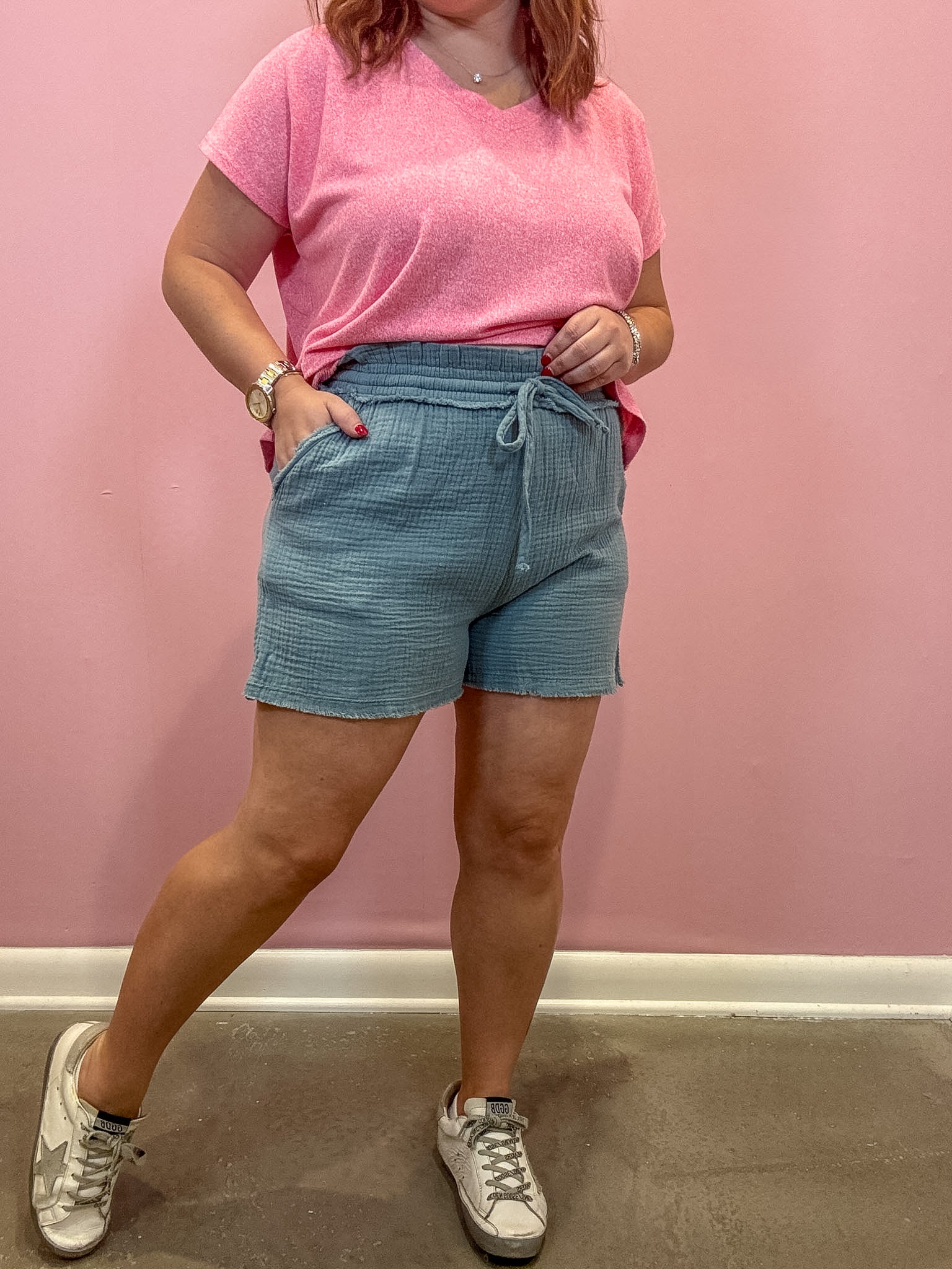 Gauze Drawstring Shorts | Blue Grey