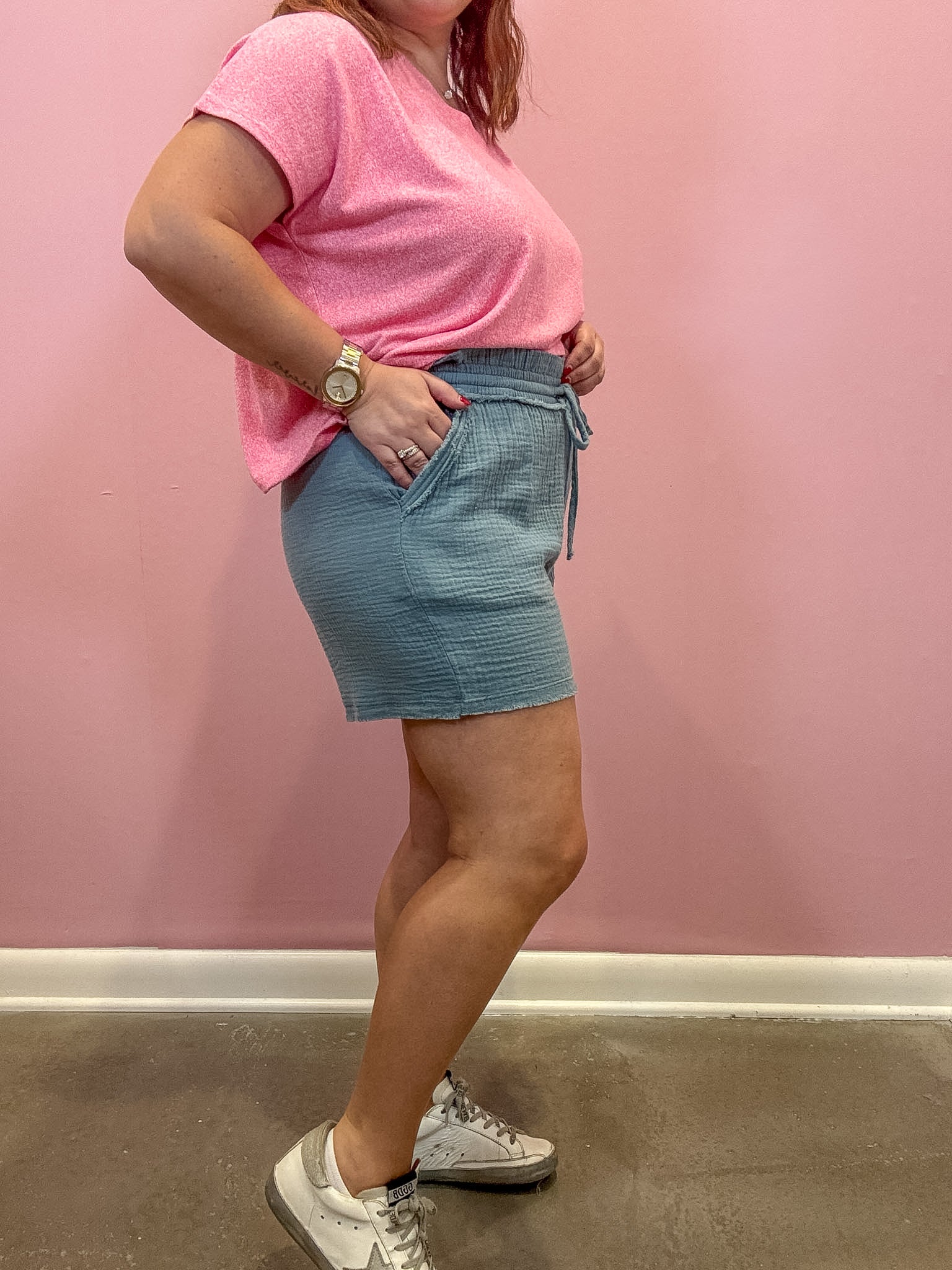 Gauze Drawstring Shorts | Blue Grey