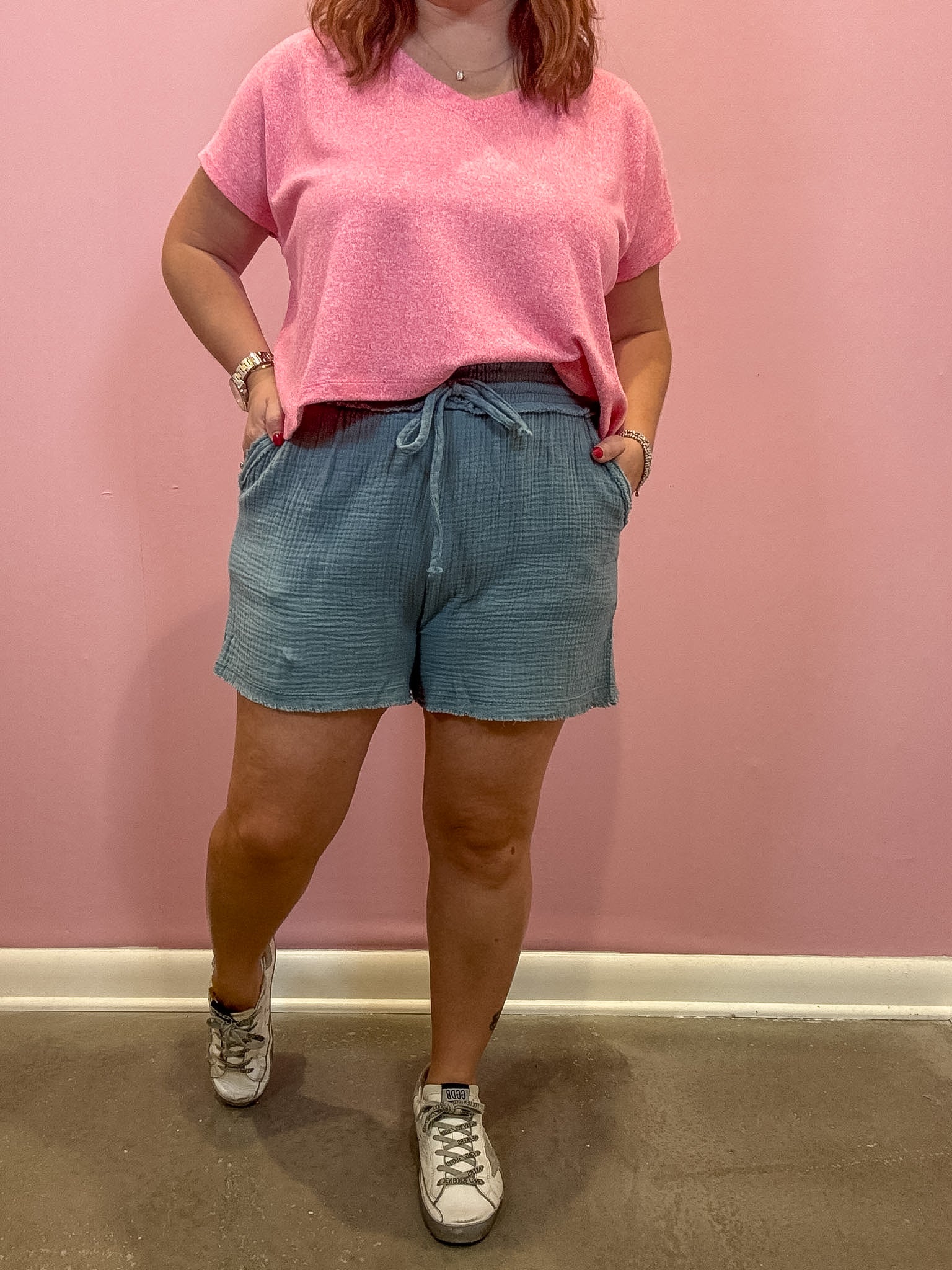 Gauze Drawstring Shorts | Blue Grey