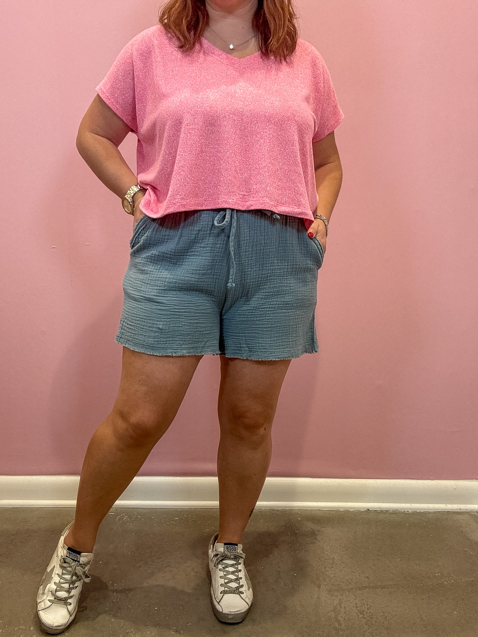 Gauze Drawstring Shorts | Blue Grey