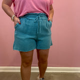 Gauze Drawstring Shorts | Dusty Teal