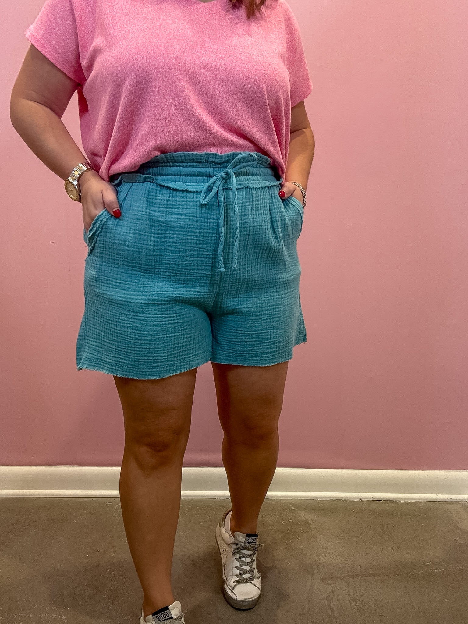 Gauze Drawstring Shorts | Dusty Teal
