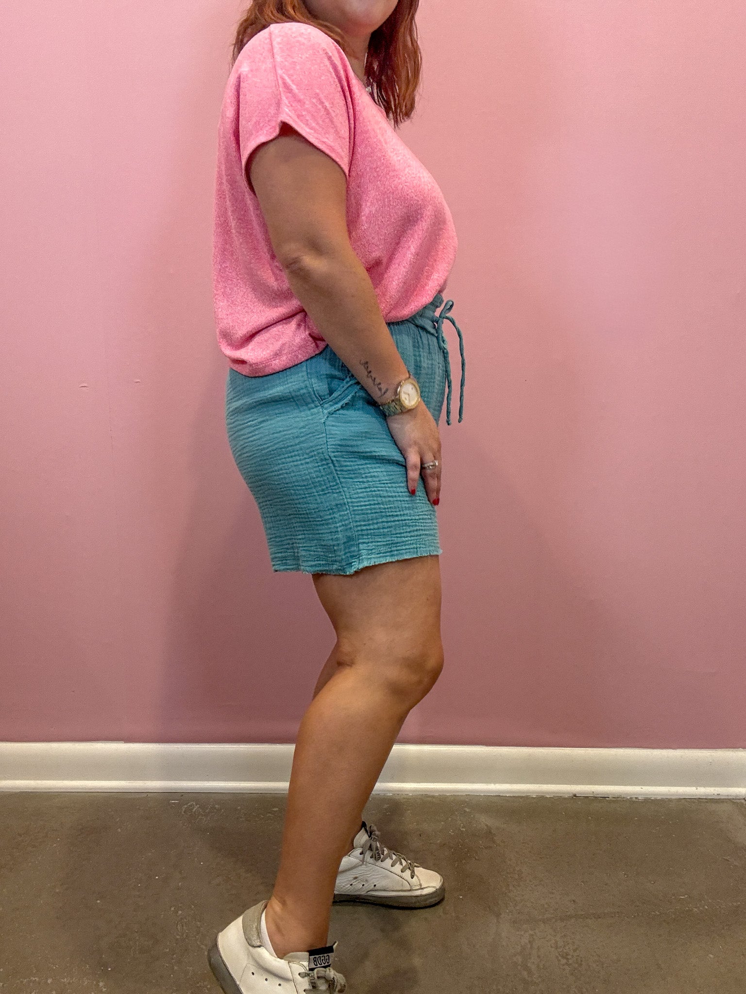 Gauze Drawstring Shorts | Dusty Teal