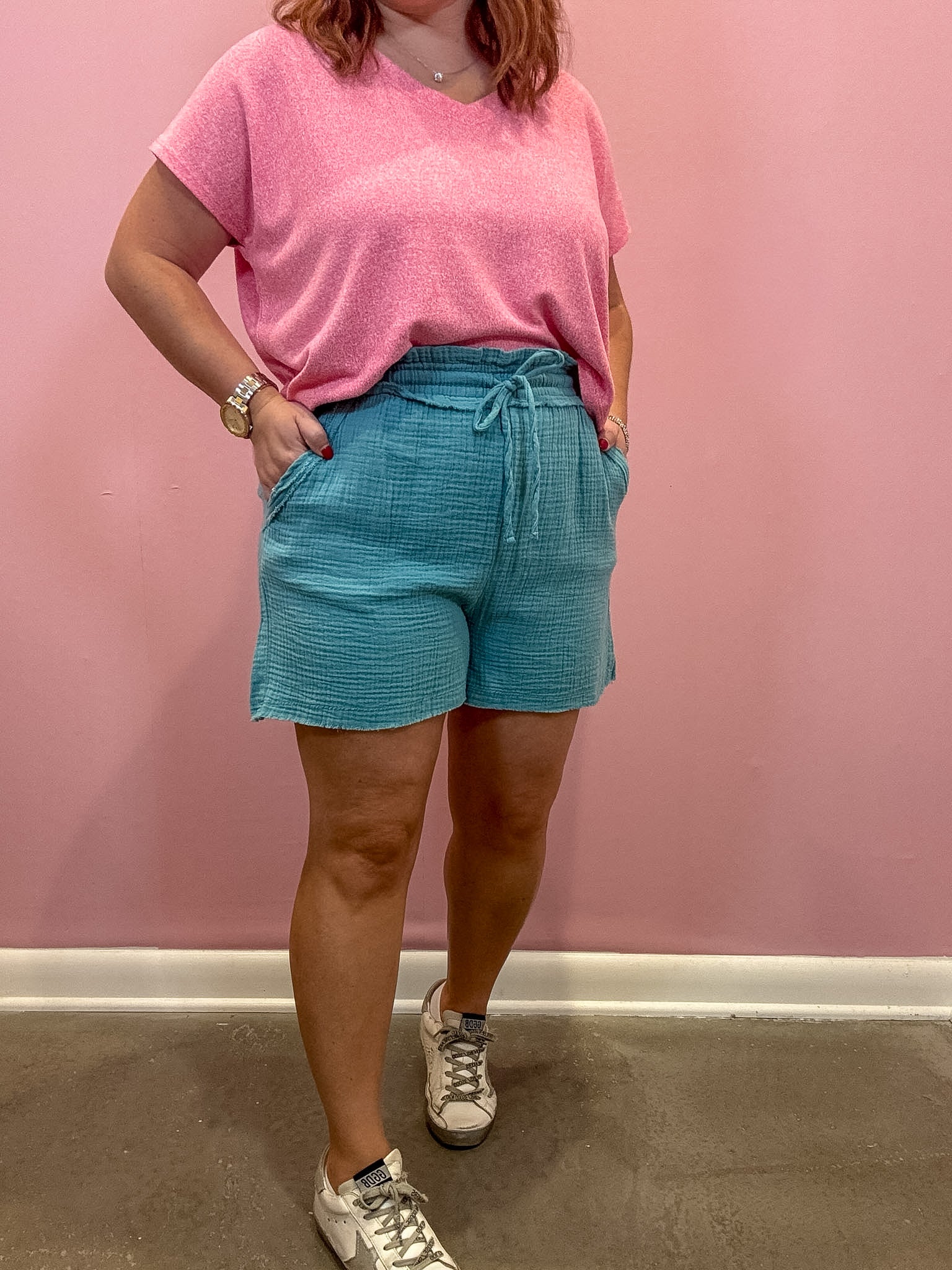 Gauze Drawstring Shorts | Dusty Teal