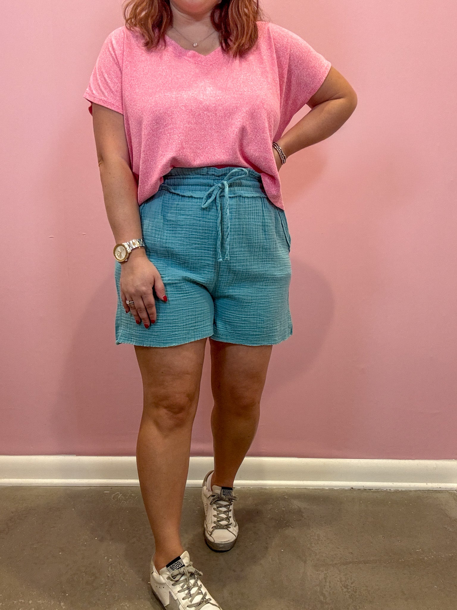Gauze Drawstring Shorts | Dusty Teal