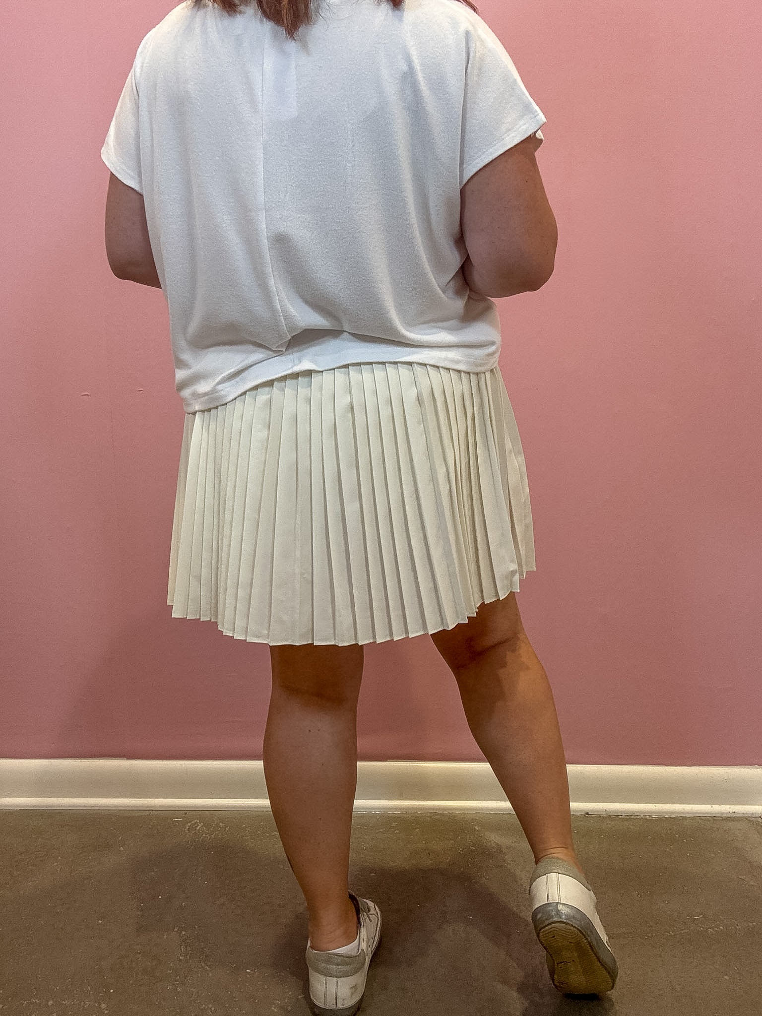 High Waist Pleated Mini Skort | Ivory