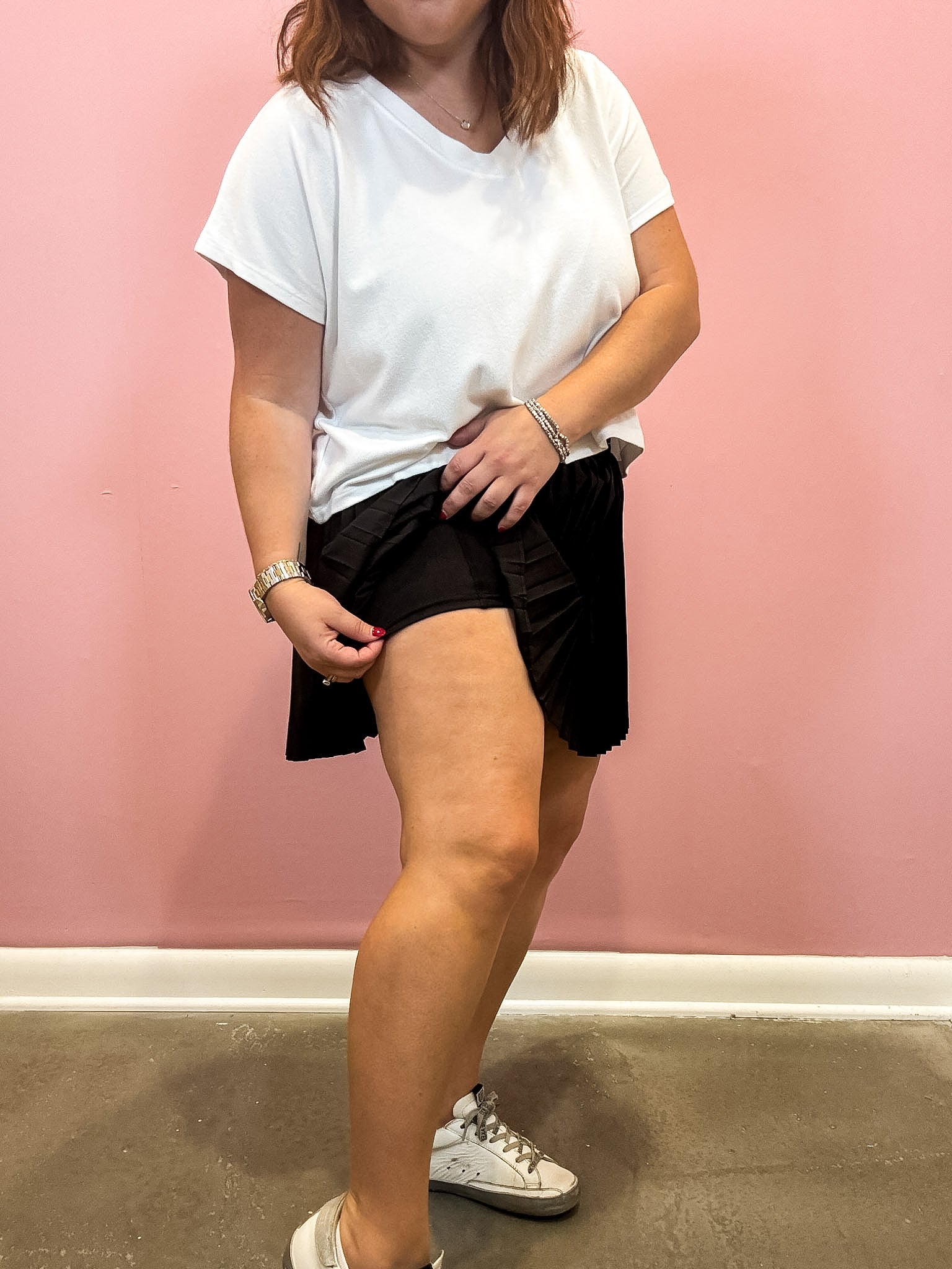 High Waist Pleated Mini Skort | Black