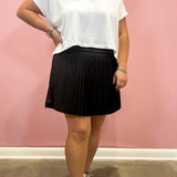 High Waist Pleated Mini Skort | Black