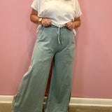 French Terry Washed Pants | Ash Blue
