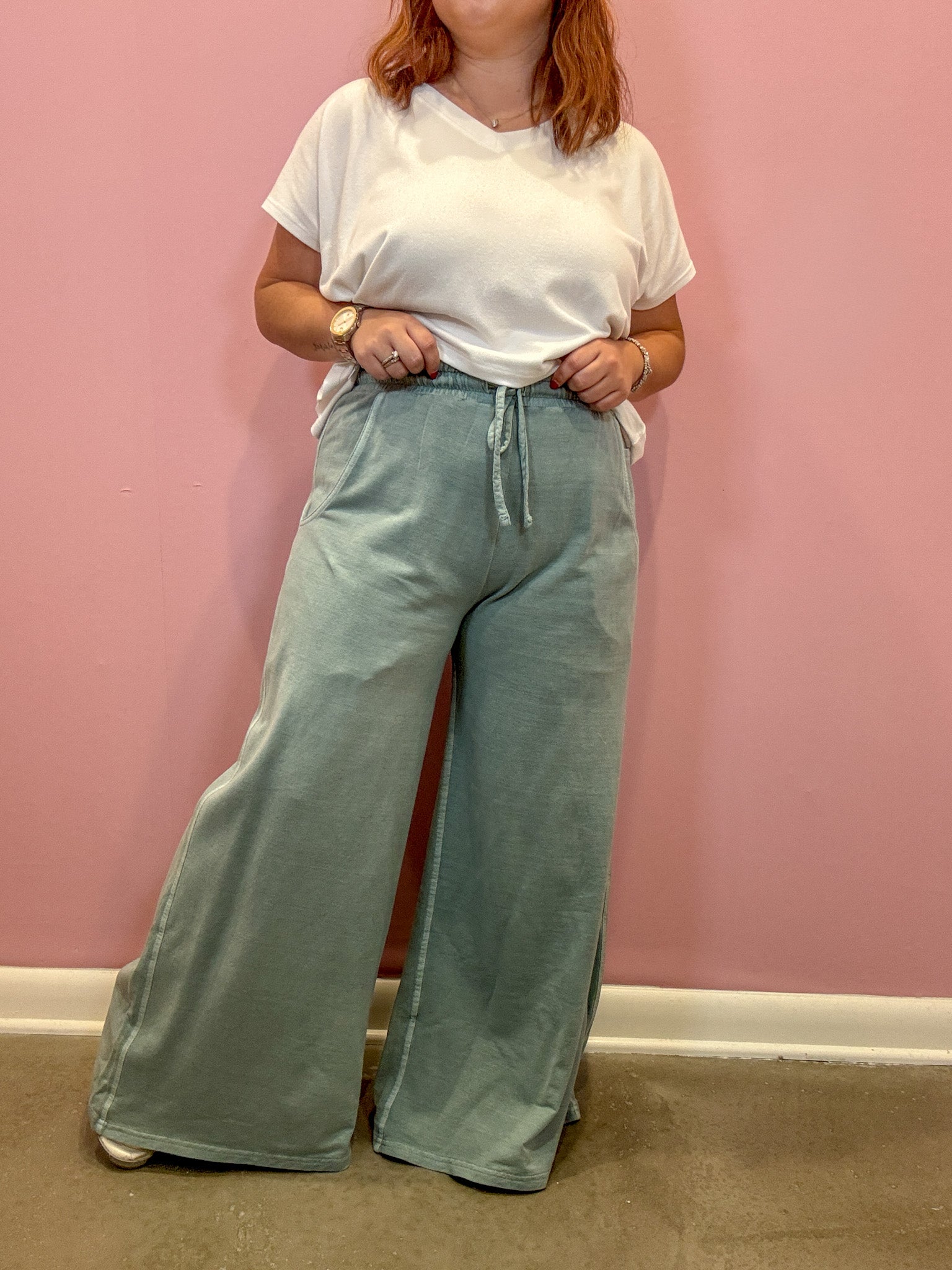 French Terry Washed Pants | Ash Blue
