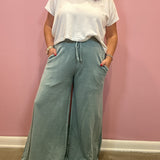 French Terry Washed Pants | Ash Blue

