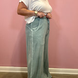 French Terry Washed Pants | Ash Blue
