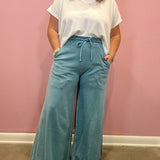French Terry Washed Pants | Blue Grey