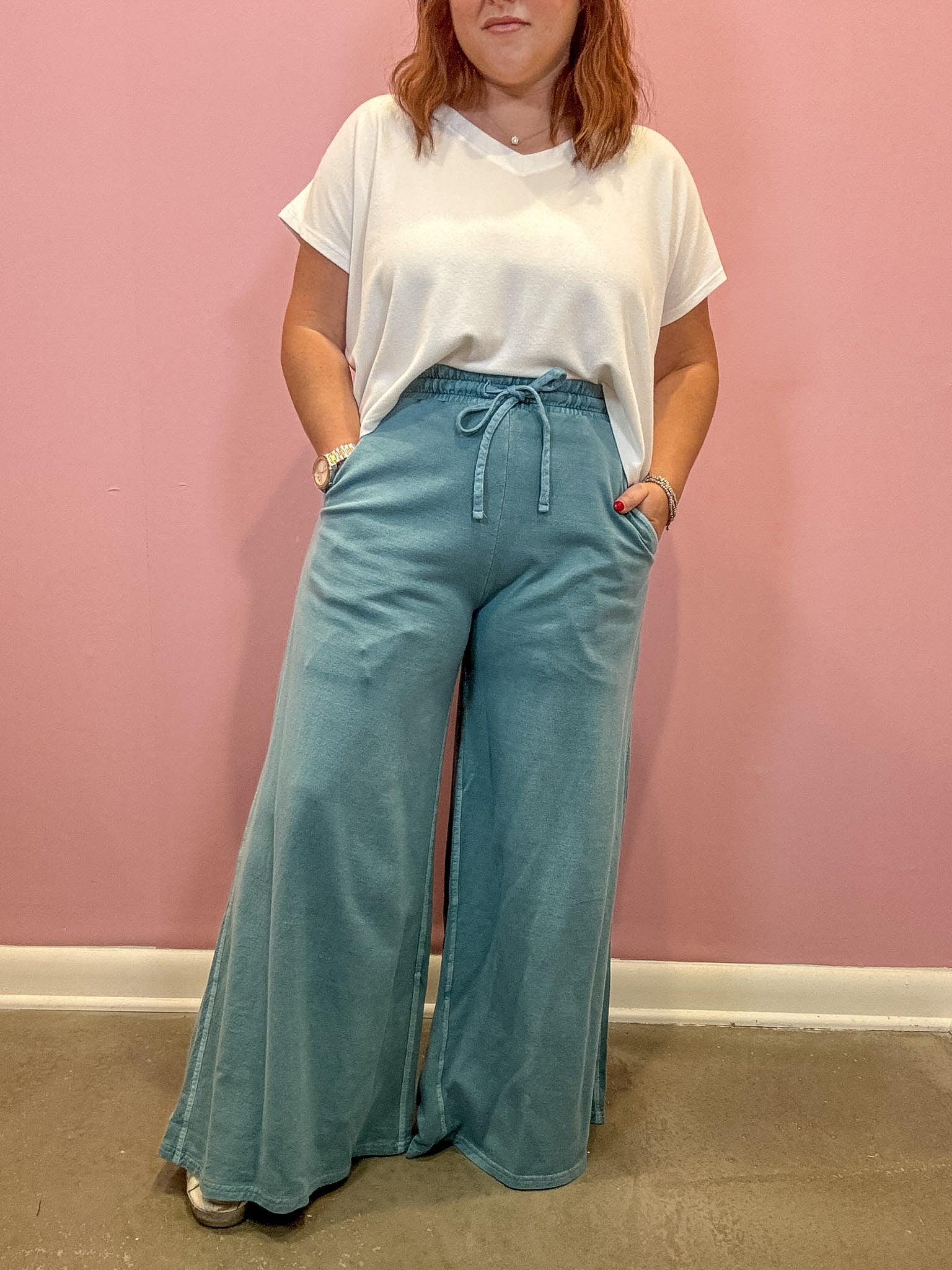 French Terry Washed Pants | Blue Grey
