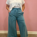 French Terry Washed Pants | Blue Grey